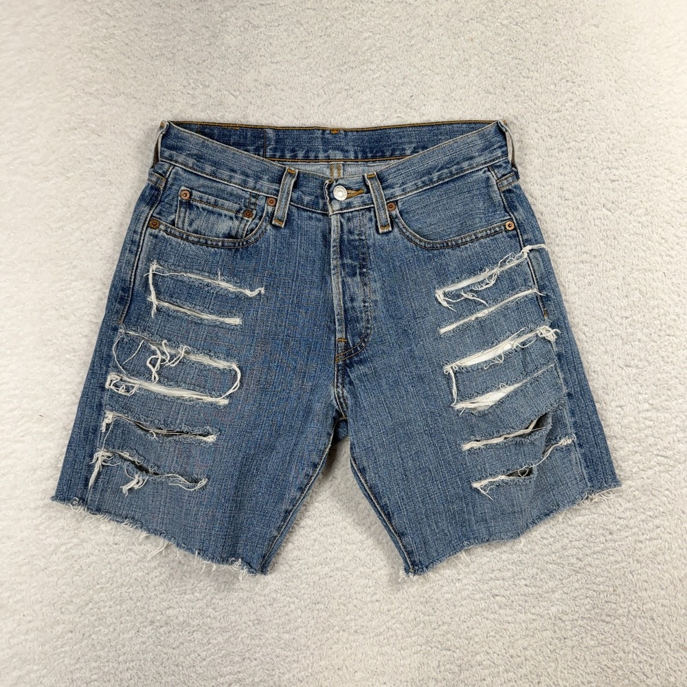 Vintage Levi's 501XX Button Fly Distressed Denim Cut-Off Shorts Size 29 (W29)